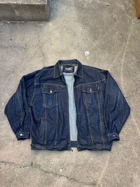 FUBU Denim Jacket XXL Dark Wash Jean Jacket Y2K Streetwear Vintage